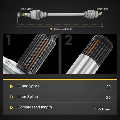 Front Right CV Axle Shaft For Suzuki Vinson 500 – Compatible With 2003-2007 Models, Includes Axle Nut - View #2