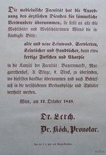 MAUERANSCHLAG VERSORGUNG DER VERWUNDERTEN Revolution 1848 Faksimile