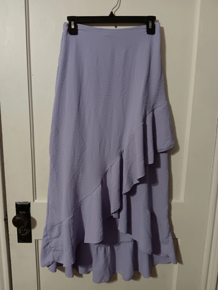 Boohoo 6 Maxi Falda Tulipán Lila Hi-Lo Hada Y2K Festival Bodycon Capricho Boho Foto 2 de 4