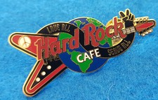 HRO ONLINE LOVE ALL SERVE ALL RED PEACE SIGN FLYING V GUITAR Hard Rock Cafe PIN