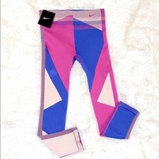 NWT Nike Icon Knit Clash Seamless Sculpt CompressionTraining Tights Cropped Pink