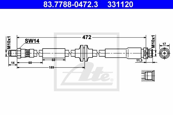 Flexible de frein premium Ford Kuga I 2.0 TDCi avec raccords acier anti-corrosion