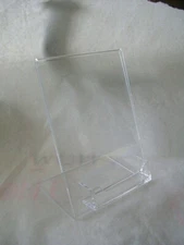 7 Sign Holder Slant Back Display 5"x 7" w Business Card Holder Clear Acrylic NEW