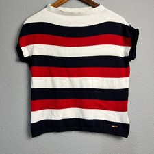 Tommy Hilfiger Striped Knit Preppy Stretch Sweater Americana Pullover Top L