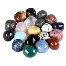 Tumbled Stones and Crystals Bulk, 20 PCS 1/2" - 1" Size Random Assorted of Na...