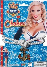 Lady in the Navy Rope Anchor Choker Necklace Fancy Dress Accessory