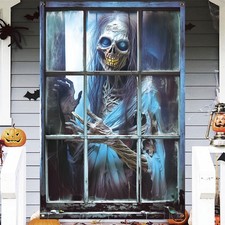 CCINEE Halloween Scary Window Cover 31.5 inches x 47.17 inches, Blue