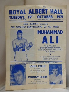 Muhammad Ali Boxing Exhibition Flyer 19th October 1971 Royal Albert Hall