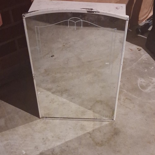 White Wall Mounted Medicine Cabinet w/ Glass Mirrored Door, 2 Shelves 19x12x4.5