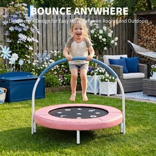 Toddler Trampoline 36" Foldable w/ Handle Safety Pad Soft Foam Grip for Kids