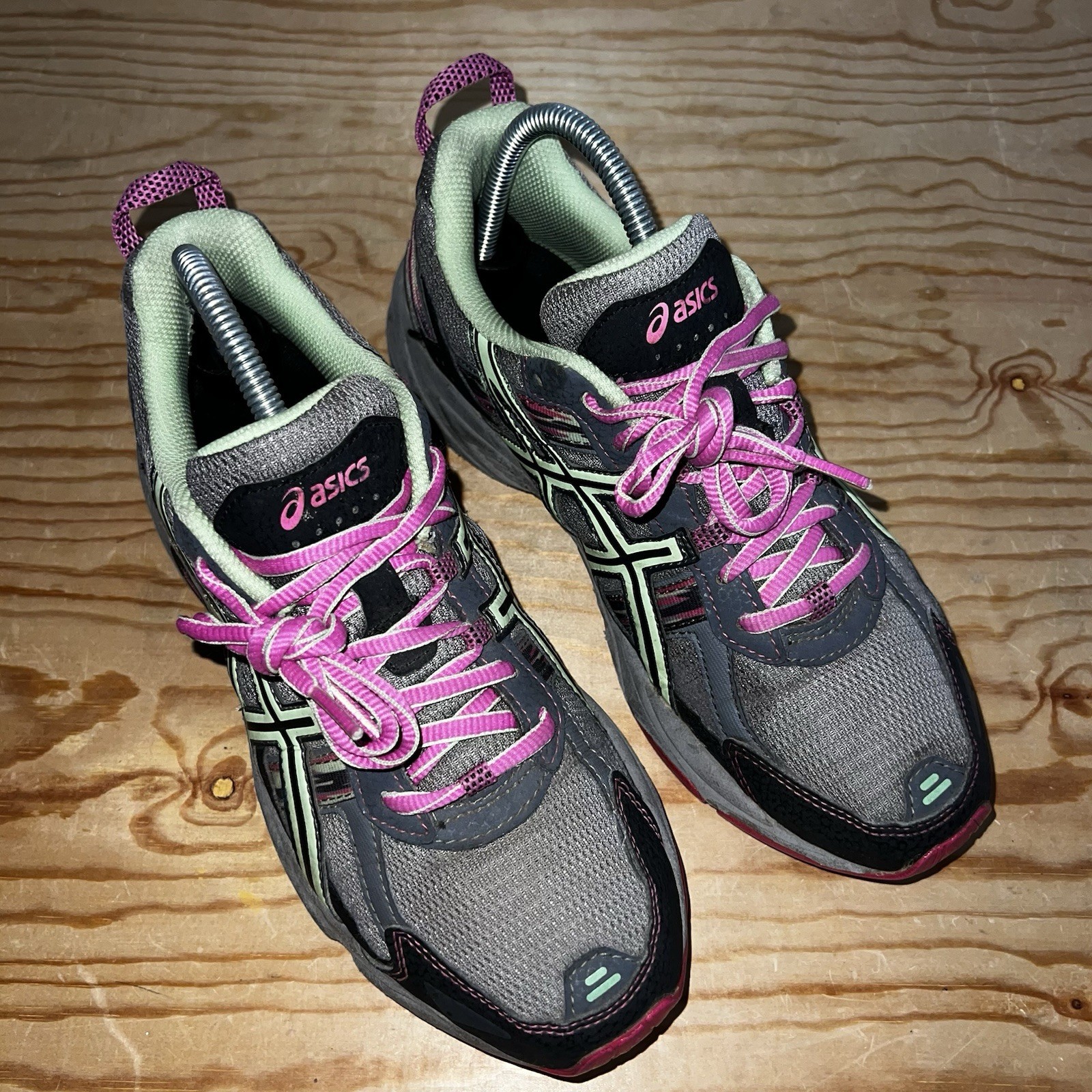 WOMEN’S ASICS GEL VENTURE 5 GRAY PINK LIME SHOES SNEAKERS SIZE 7 thumbnail 8