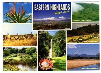 Eine touristische Förderung in Afrika Mehransicht Postkarte des östlichen Hochlandes. Simbabwe