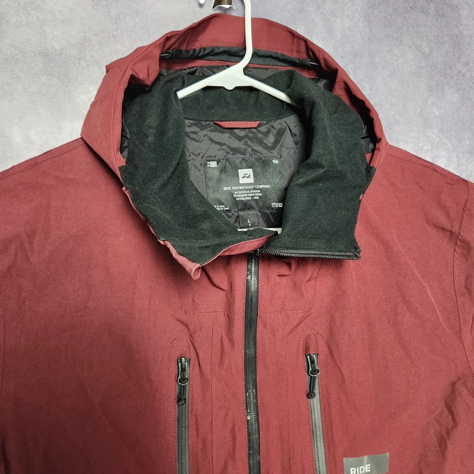 Ride Snowboard Company Maroon Mens Ski Snowboard Jacket size Large Vented Pocket - Image 2 of 4