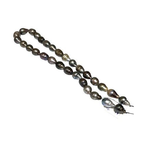 Baroque 8 - 15mm 30 pcs Natural Multicolors Tahitian South Sea Pearl 16" Strand - Picture 4 of 7
