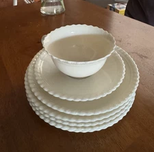 Vintage Lot, Lenox Temple 9" side plates  (5) & (1) Tea Cup with Saucer