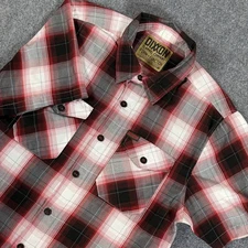 Dixxon Flannel Co Shirt Mens Medium Red Black Bamboo Plaid Short Sleeve Plaid