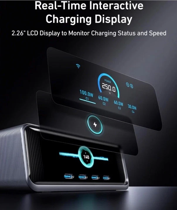 Network Charger Anker Prime, 250W, 2 x USB-A - 4 x USB-C, Black A2345341 - image 3 of 4