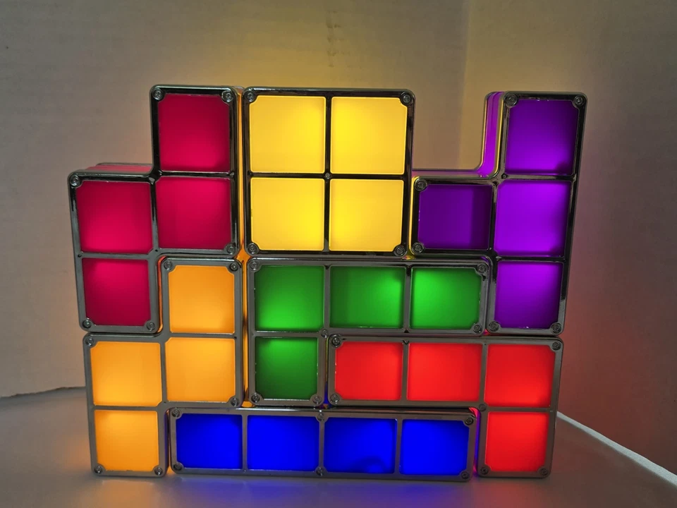 Tetris Stackable Lamp Multicolor Moveable Blocks Night Light 7 Pc Puzzle-Tested - Image 4 of 4