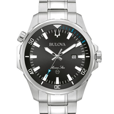 Bulova Marine Star 96B382 43mm Men s Quartz Black Dial Dive Watch Brand New B&P