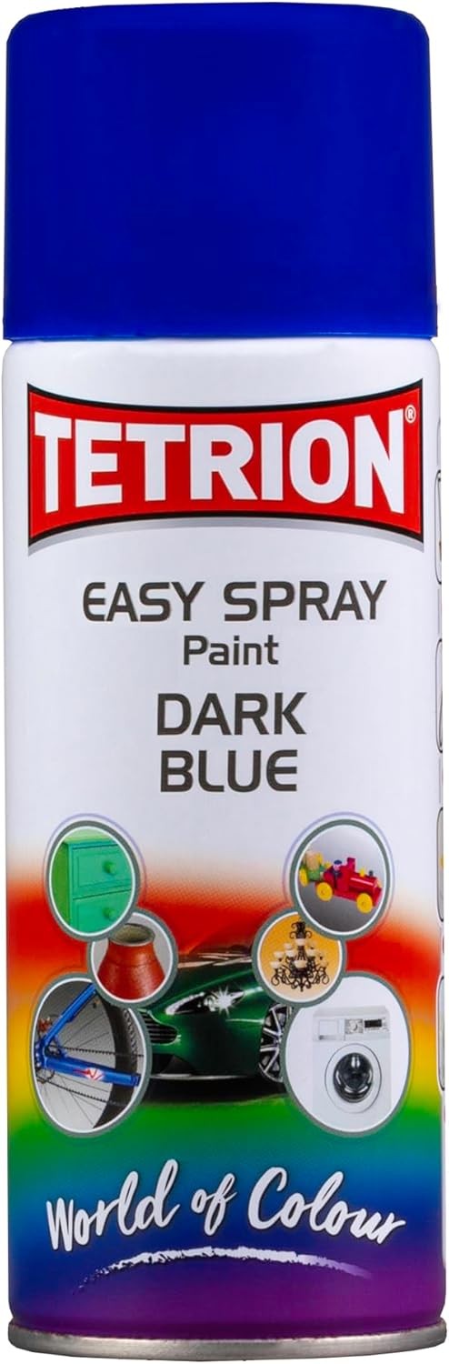 Tetrion Dark Blue Spray Paint 400ml - High Visibility Aerosol for Wood, Metal,