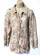 Vtg Citron Santa Monica Womens Button Front Blouse Sz S Semi Sheer Floral