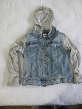 Mudd Girls Long Sleeve Hooded Denim Jacket, 16, Polyester/Cotton Hood/Sleeves