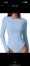 Womens Crew Neck Long Sleeve Bodysuit Double Lined Body Suits Basic T-Shirt Tops