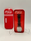 NEW COCA-COLA WRIST WATCH with LEATHER BAND IN TIN vintage never worn new.