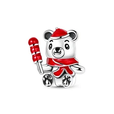 MULA Original 925 Sterling Silver DIY Charm Red Cute Bear fit Women Bracelet