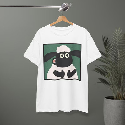 Shaun T-Shirt Funny Sheep Cartoon Graphic Shirt, Cute Animal Print Top