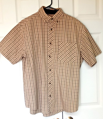 C.E. Schmidt Workwear Mens Brown Plaid Short Sleeve Button-Down Shirt L EUC