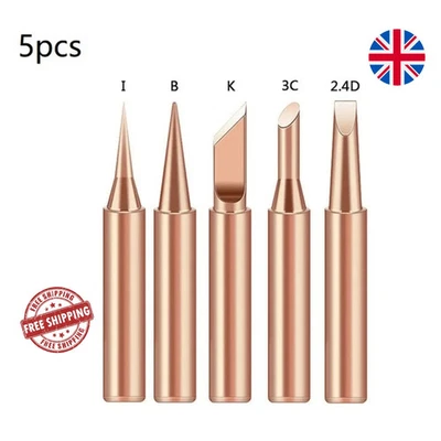 5pcs 900M Copper Soldering Iron Tips Set for 936 937 Rework Station UK - Image 1 of 4