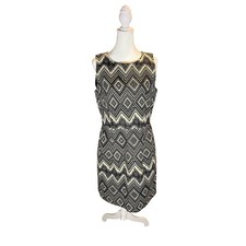 J.Crew Black Cream Geometric Ikat Sleeveless Cotton Shift Dress Pockets C1972 10
