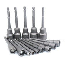 6 - 24mm Magnetic Nut Driver Socket Extra Long 1/4" Hex Metric Impact Drill Bit