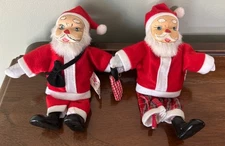 2- VTG 1970’s Petite Pals Santa Claus Shelf Sitter Hand Painted Face By Artmark