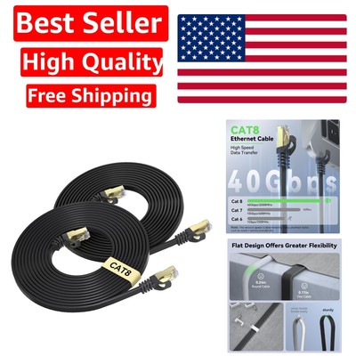15FT Black Cat 8 Ethernet 2-Pack - SFTP Shielded for High-Speed Performance