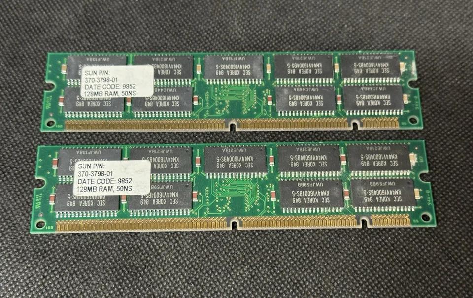 Sun X7038A 256MB Memory Kit (2x 370-3798 128MB 3.3V ECC 50ns TSOP DIMMs) TESTED - Image 3 of 4
