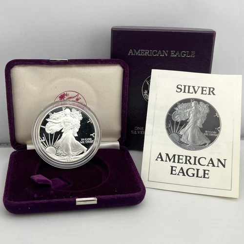 1987-S American Silver Eagle 1 oz Fine Bullion Proof Coin Set ~ Box and COA