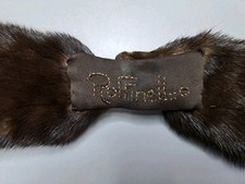 ROFFINELLO ITALY COLLO STOLA PELLICCIA DOPPIA VISONE MARRONE PULITA VINTAGE