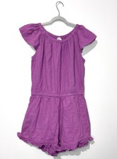Crewcuts Romper Girl 14 Cotton Lilac Elastic Waist Frills Crew Neck Short Sleeve