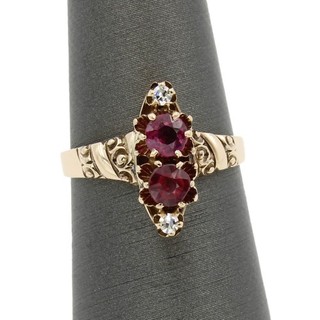 Anello vittoriano oro giallo 9 kt .66 ctw granato e diamante misura 5 75 #JB648 2