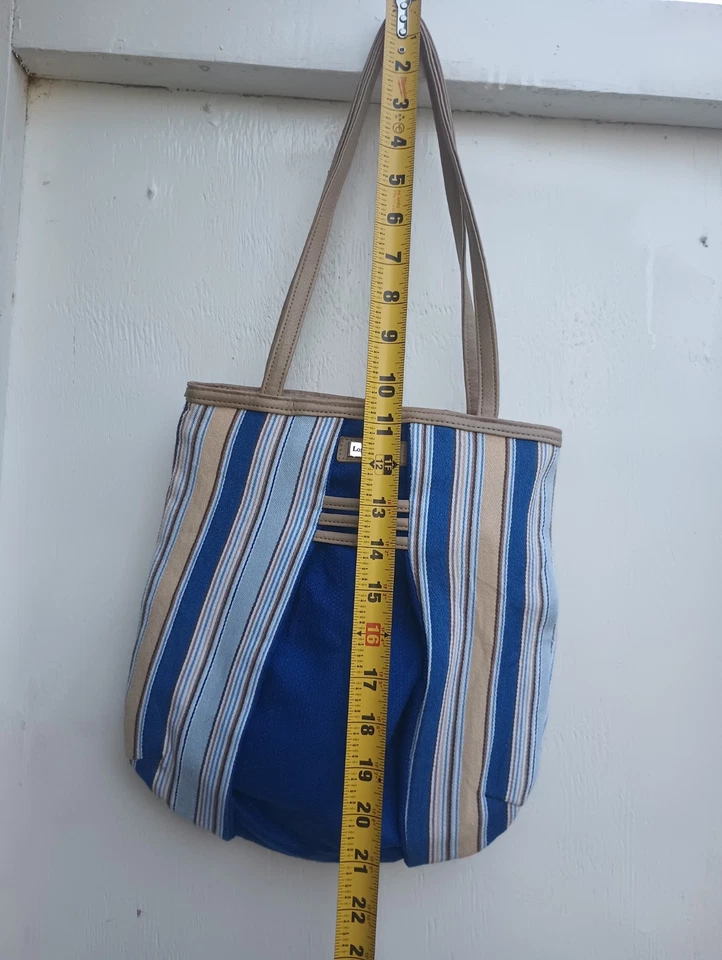 Bolso de Hombro Longaberger Homestead Tela Azul Cierre Magnético Ciudad Oficina Foto 3 de 4