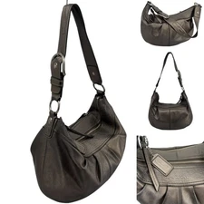 Vintage Coach Silver Metallic Pewter Buckle Shoulder Bag  F13731 Y2K