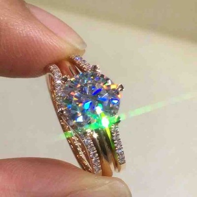 750 Gold Ring Two-in-one Moissanite For Women's Matching Ring,Passed The Test