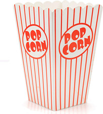 100 Pack Paper Open-Top Popcorn Box, Popcorn Containers Striped Red and White, G