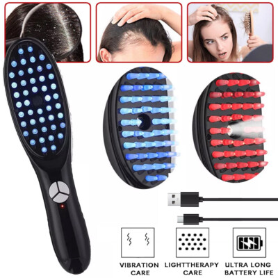Electric Vibration Hair Growth Comb Massage Red Blue Light Therapy Massage Brush