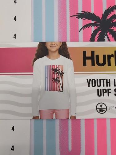 Hurley Long Sleeve Dri-Fit UPF 50+ Shirt White Girls Size 4 Swim Top AM1 - Picture 2 of 4
