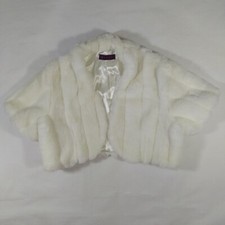 Debenhams Debut S/M Faux Fur Shrug Ivory Bridal Open Bolero Wedding Accesories