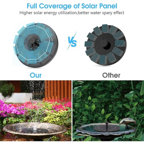 3W Solar Springbrunnen 8 LED Teichpumpe Solarbrunnen Wasserpumpe Brunnenpumpe - Bild 6 von 12