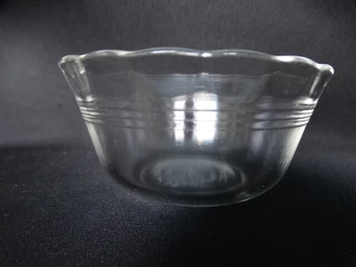 Pyrex Original Clear 463 Crimped Edge 3 Rings Custard Cup Very Good Used Cond.